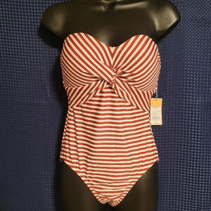 NWT Kona Sol Red and White One Piece Swimsuit